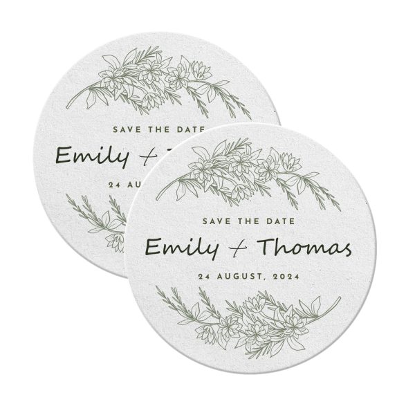 Save the date Coasters personalized Round White