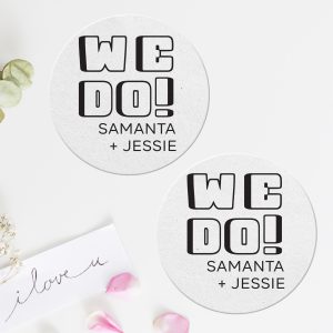 Save the date Coasters premium customized Rounded