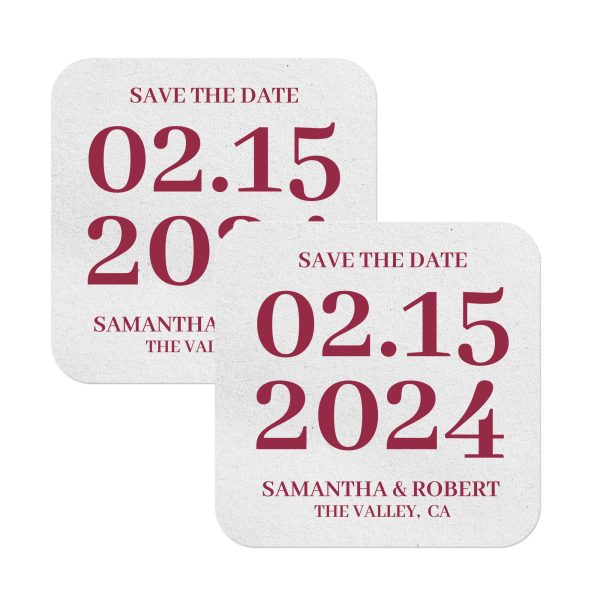 Save the date pulpboard coasters white