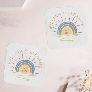 Square Personalized Wedding Coasters