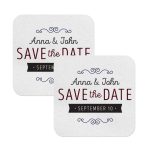 Square Save The Date Coasters Personalized White
