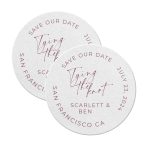 Wedding Coasters Save The Date Round White
