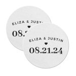 Wedding Coasters with Date Round White