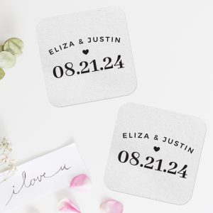 Wedding Coasters with Date Square