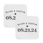 Wedding Coasters with Date Square White