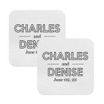 Wedding Coasters with Names Square White