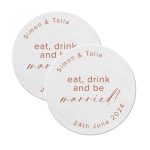 Wedding Coasters with Sayings Round White