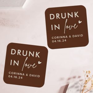 Wedding Coasters with Sayings Square