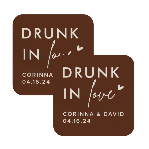 Wedding Coasters with Sayings Square White