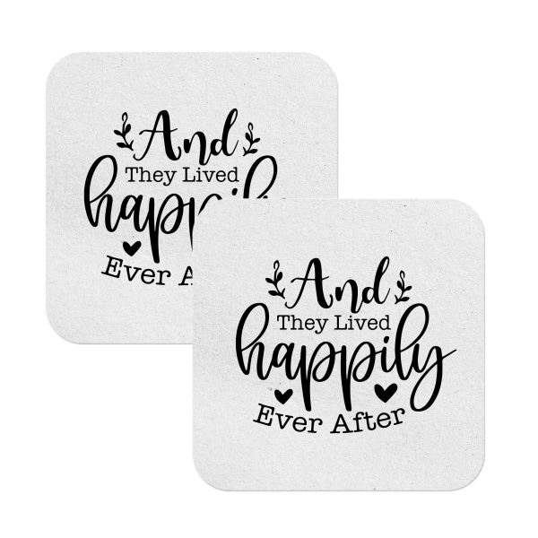 Wedding coasters square - happily ever after