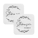 Wedding coasters with last name square